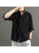 Cotton and linen short sleeve shirt