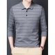 Men's Golf Shirt Striped Button-Down Long Sleeve Street Tops Cotton Business Sportswear Casual Comfortable Army Green Gray Khaki