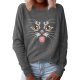 Women's Hoodie Sweatshirt Cat Graphic 3D Print Daily 3D Print Basic Casual Hoodies Sweatshirts  Light gray Dark Gray