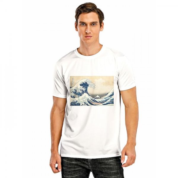 Men's Tee T shirt 3D Print Graphic Prints Mountain Sea 3D Print Short Sleeve Casual Tops Simple Casual Fashion White