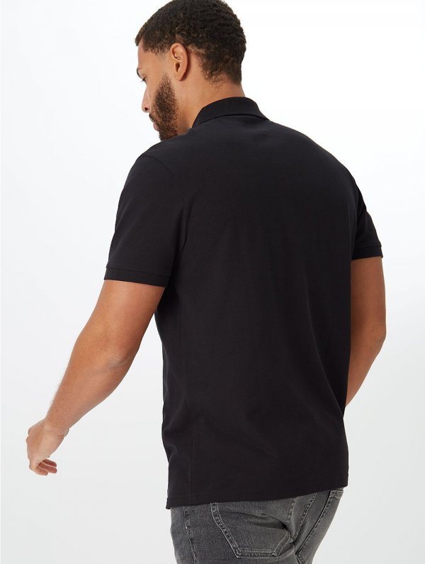 Black Pique Short Sleeve Polo Shirt