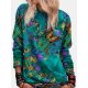 Women's Hoodie Sweatshirt Graphic Butterfly Landscape Print Daily Other Prints Basic Casual Hoodies Sweatshirts  Blue Green Red