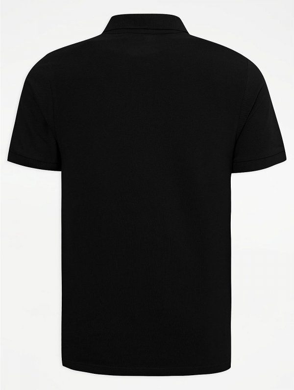 Black Pique Short Sleeve Polo Shirt