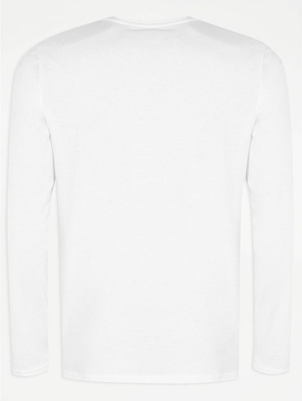 White Crew Neck Long Sleeve Jersey Top