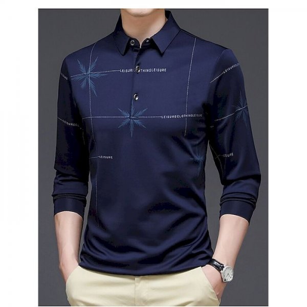 Men's Golf Shirt Other Prints Graphic Prints Long Sleeve Home Tops Fashion Classic Blue Black Navy Blue