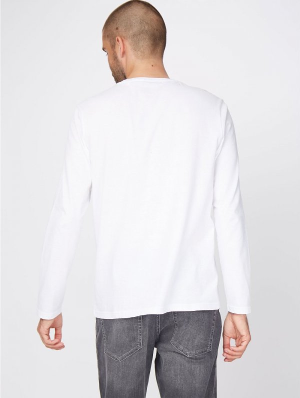 White Crew Neck Long Sleeve Jersey Top