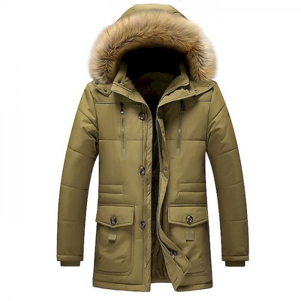 men's winter removable hooded frost-fighter sherpa lined midi packable parka jackets (xx-large, khaki)