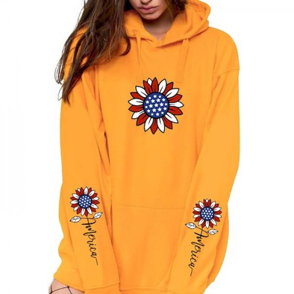 Women's Hoodie Sweatshirt Floral Sunflower Front Pocket Print Daily Sports Hot Stamping Active Streetwear Hoodies Sweatshirts  B