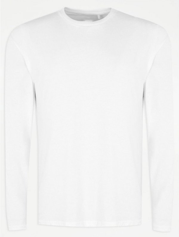 White Crew Neck Long Sleeve Jersey Top