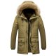 Men's Padded Long Coat Regular Fit Jacket Solid Colored Khaki Black Brown