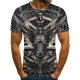 Men's T shirt Graphic 3D Skull Print Short Sleeve Halloween Tops Rock Streetwear Round Neck Army Green